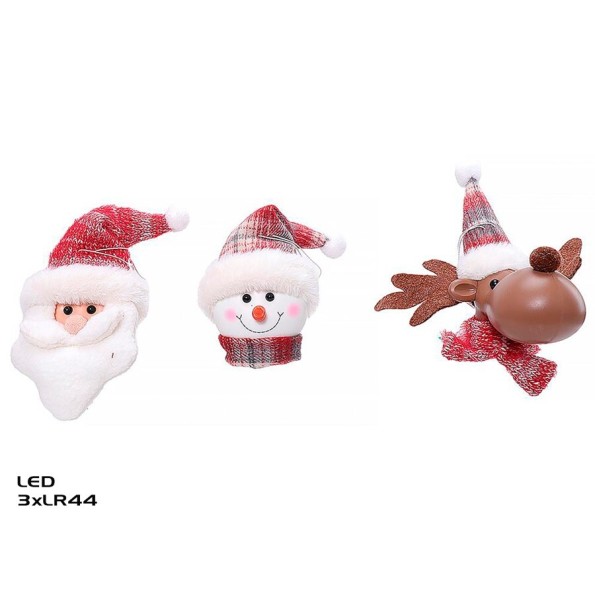 PAPA NOEL COLGANTE C/LED 3STD 9X8X13CM PARX II