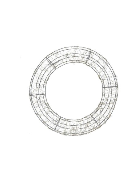 CORONA METAL 3D C/1880 LUCES 58CM PLATA