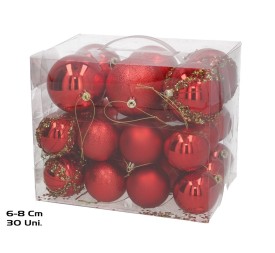BOLA NAVIDAD X30 6CM/8CM ROJO BR