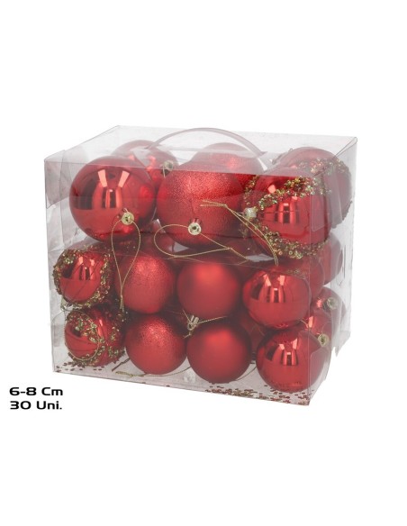 BOLA NAVIDAD X30 6CM/8CM ROJO BR