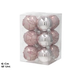BOLA NAVIDAD X12 6CM ROSA