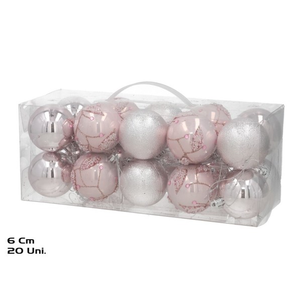 BOLA NAVIDAD X20 6CM ROSA