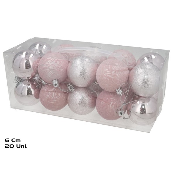 BOLA XMAS X20 6CM ROSA