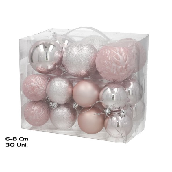 BOLA XMAS X30 6CM/8CM ROSA