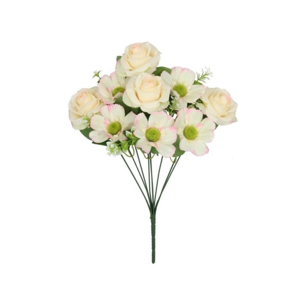 RAMO ROSAS-COSMOS X 9 -46 CM (CREMA)