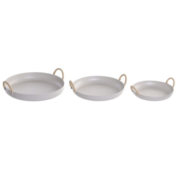 CENTRO MESA SET 3 METAL PE 28X28X9 CREMA