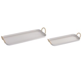 CENTRO MESA SET 2 METAL PE 43X16X6 ASAS CREMA