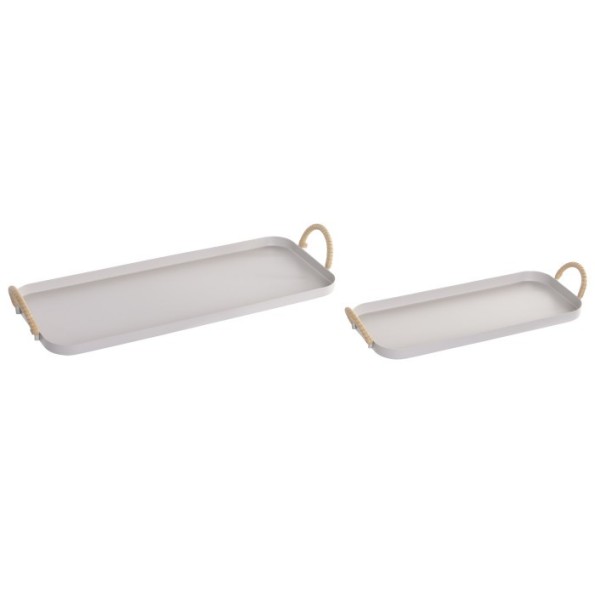 CENTRO MESA SET 2 METAL PE 43X16X6 ASAS CREMA