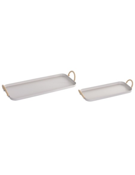 CENTRO MESA SET 2 METAL PE 43X16X6 ASAS CREMA