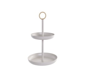 CENTRO MESA METAL PE 43X16X6 2 PISOS CREMA