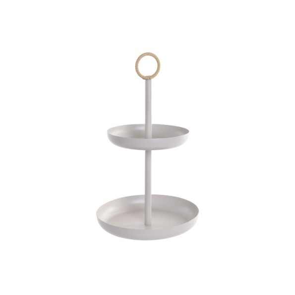 CENTRO MESA METAL PE 43X16X6 2 PISOS CREMA
