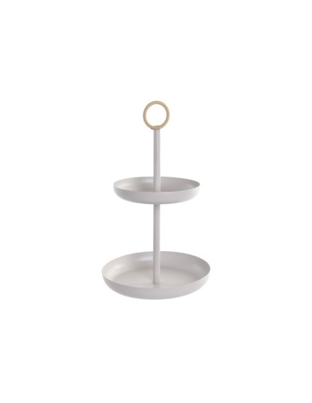 CENTRO MESA METAL PE 43X16X6 2 PISOS CREMA