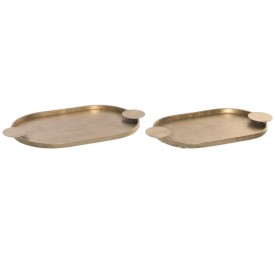 BANDEJA SET 2 METAL 47X25,5X2 ENVEJECIDO DORADO