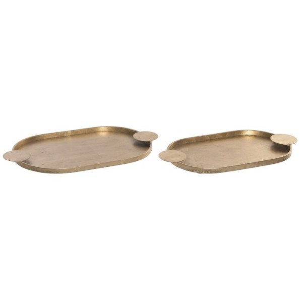 BANDEJA SET 2 METAL 47X25,5X2 ENVEJECIDO DORADO