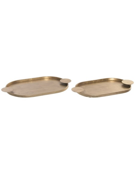 BANDEJA SET 2 METAL 47X25,5X2 ENVEJECIDO DORADO