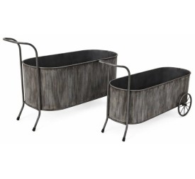 MACETERO SET 2 METAL 56X23X34 CARRO GRIS OSCURO