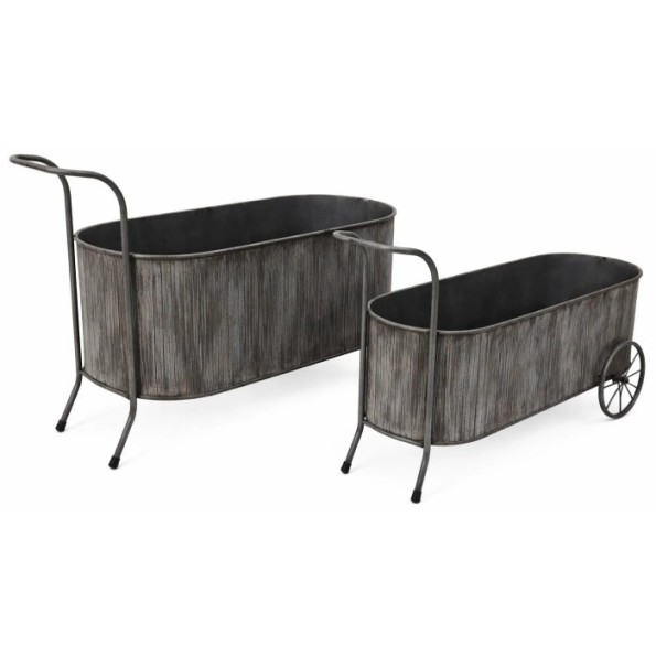 MACETERO SET 2 METAL 56X23X34 CARRO GRIS OSCURO