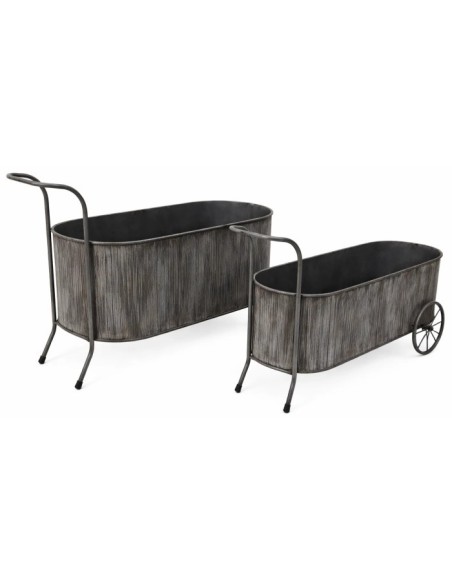 MACETERO SET 2 METAL 56X23X34 CARRO GRIS OSCURO