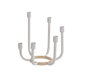 CANDELABRO METAL PE 24X24X25 6 VELAS CREMA