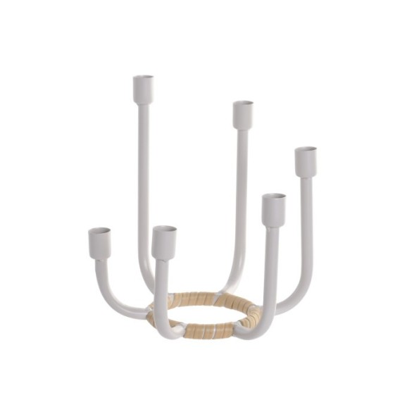 CANDELABRO METAL PE 24X24X25 6 VELAS CREMA
