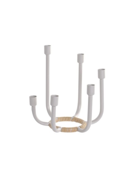 CANDELABRO METAL PE 24X24X25 6 VELAS CREMA