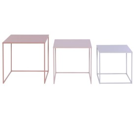 MESA CENTRO SET 3 METAL 45X45X45 ROSA PALO