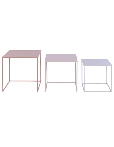 MESA CENTRO SET 3 METAL 45X45X45 ROSA PALO