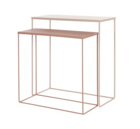 CONSOLA SET 2 METAL 60X25X64 ROSA PALO