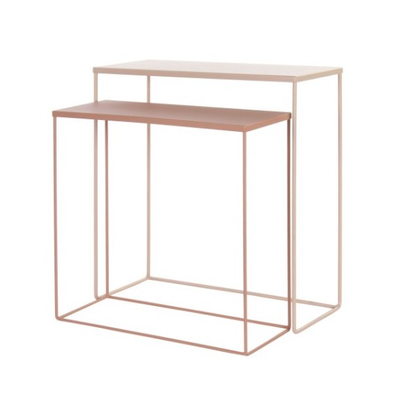 CONSOLA SET 2 METAL 60X25X64 ROSA PALO