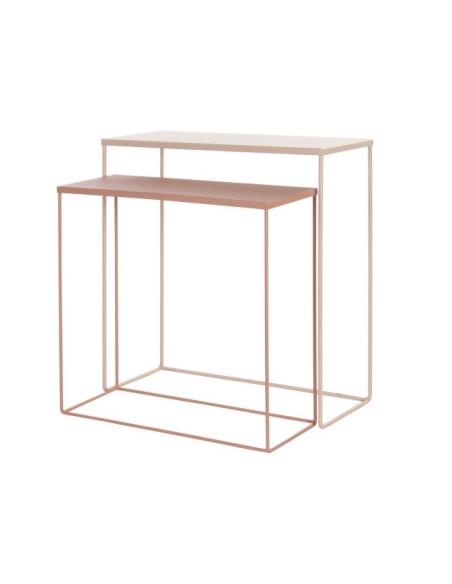 CONSOLA SET 2 METAL 60X25X64 ROSA PALO