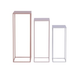 MESITA AUXILIAR SET 3 METAL 25X25X70 ROSA PALO