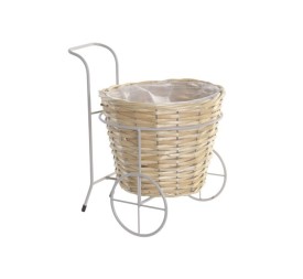 MACETERO METAL FIBRA 22X29X29 CARRO NATURAL CREMA