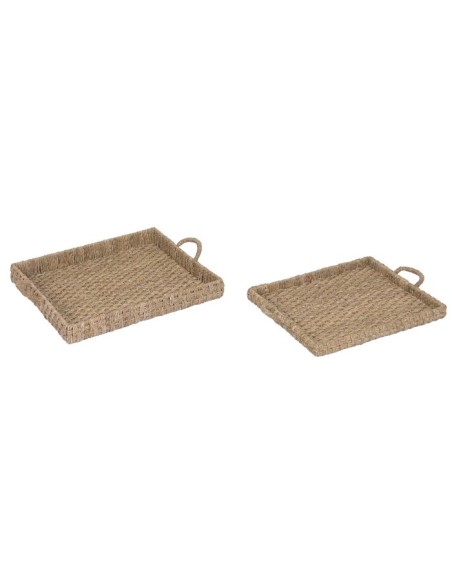BANDEJA SET 2 SEAGRASS METAL 58X48X8 NATURAL