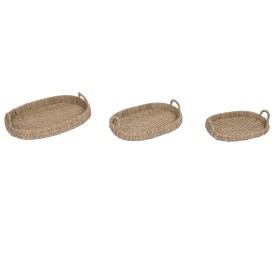 BANDEJA SET 3 SEAGRASS METAL 63X43X8 NATURAL