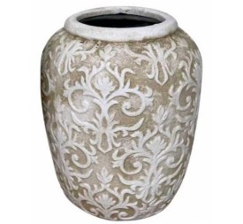 JARRON RESINA 19X19X25 BARROCO RUGOSO CREMA