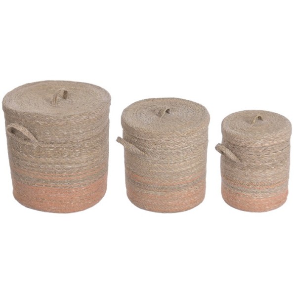 CESTA ROPA SET 3 SEAGRASS YUTE 38X38X42 NATURAL