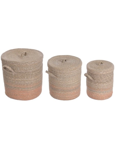 CESTA ROPA SET 3 SEAGRASS YUTE 38X38X42 NATURAL