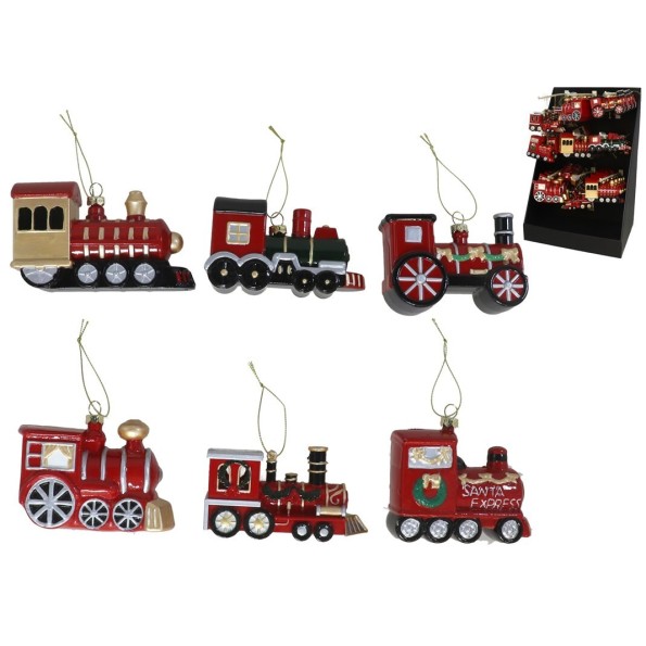 COLGANTE TRENES NAVIDE?S 6 SURTIDOS 10X4,5X9 CM