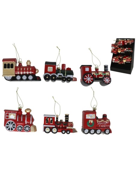 COLGANTE TRENES NAVIDE?S 6 SURTIDOS 10X4,5X9 CM