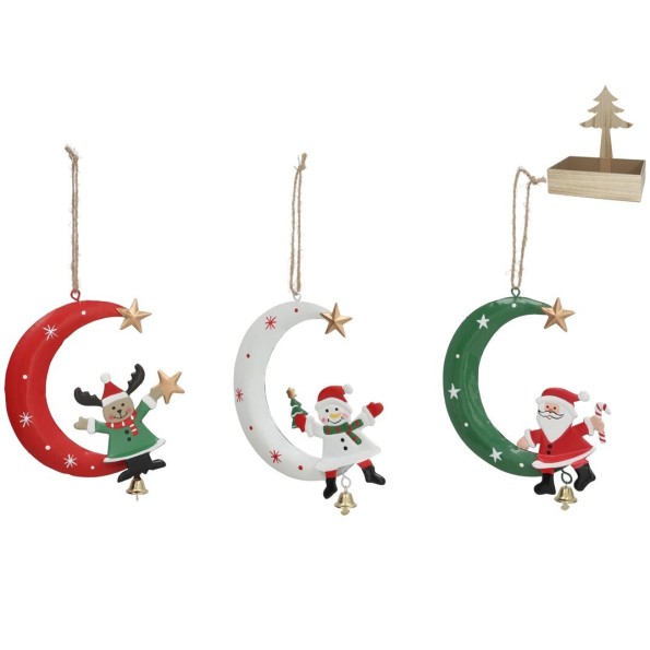 ADORNO COLGANTE LUNA FIGURA XMAS 3STD 13X15CM
