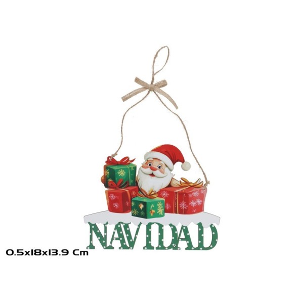 COLGANTE PAPA NOEL NAVIDAD 18X13.9X0.5CM