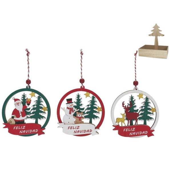 FELIZ NAVIDAD C/COLGANTE NAVIDAD 3 STD 9.4X0.9X9.7CM RAUNG