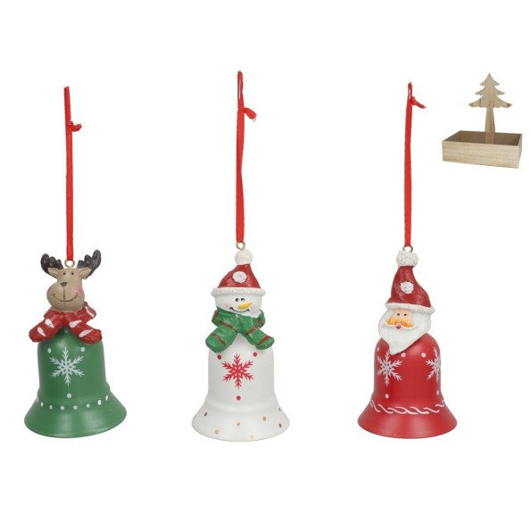 ADORNO COLGANTE CAMPANA FIGURA XMAS POLIRESINA 3STD 9X5CM