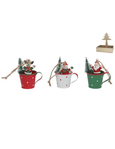 ADORNO COLGANTE TAZA FIGURA XMAS 3STD 6X4,5X7,5CM