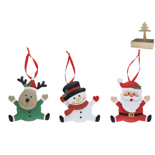 ADORNO COLGANTE FIGURA XMAS METAL 3STD 11X12CM