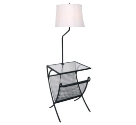 LAMPARA PIE METAL CRISTAL 50X50X152 MESITA NEGRO