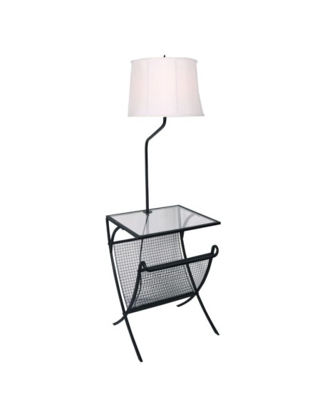 LAMPARA PIE METAL CRISTAL 50X50X152 MESITA NEGRO