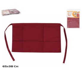 DELANTAL C/3 BOLSILLOS 65X38CM ROJO