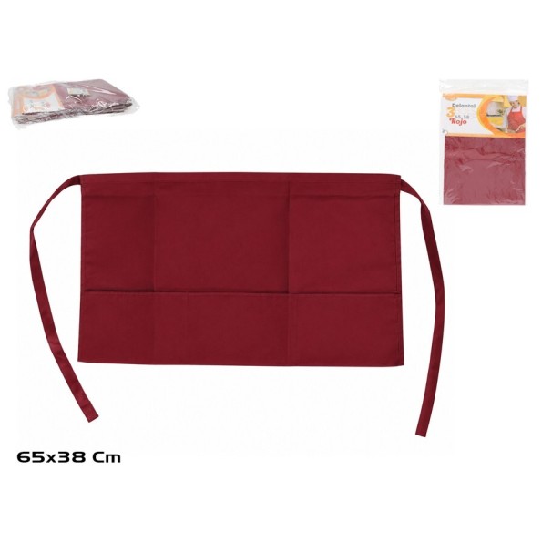 DELANTAL C/3 BOLSILLOS 65X38CM ROJO