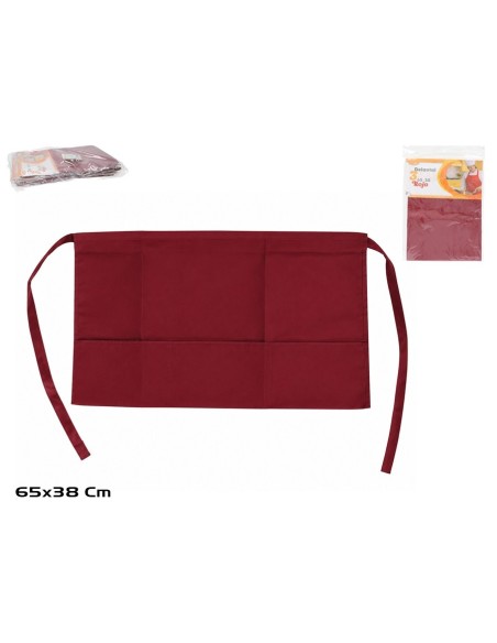 DELANTAL C/3 BOLSILLOS 65X38CM ROJO